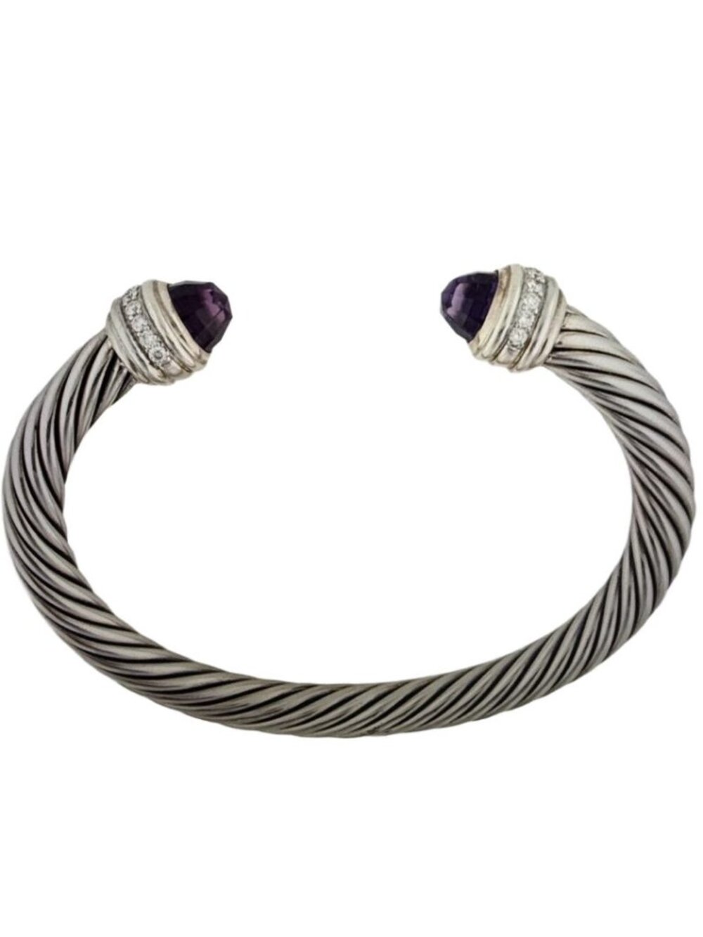 David Yurman Amethyst & Diamond Classic Cuff Bracelet, 6.75”